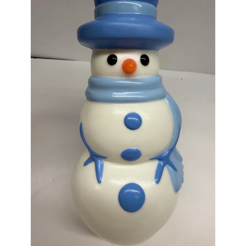 Vintage Avon Jolly Snowman Decanter Collectible Soap Lotion Pump Blue White